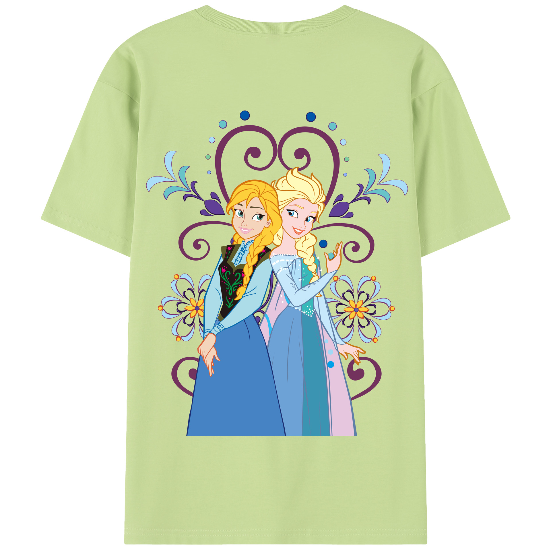 （画像用） アナと雪の女王 アンナ エルサ Frozen Anna Elsa 綿100％半袖Tシャツ（背面プリント）